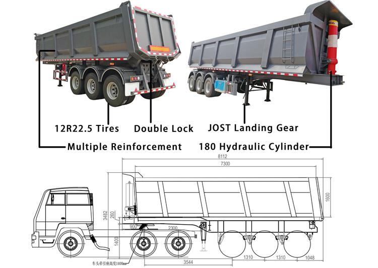 U Shape Rear Dump Semi Trailer for Sale in Guyana | Dump Truck Trailer