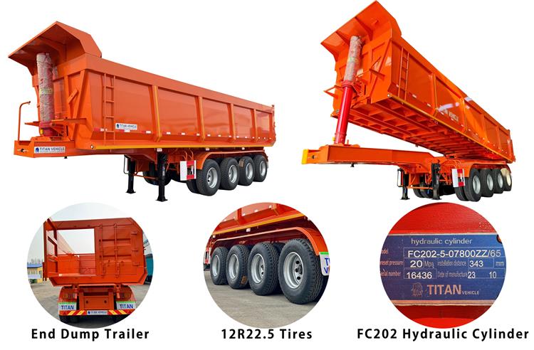 4 Axle Hydraulic Semi Dump Trailer Capacity of 40CBM for Sale In Guatemala